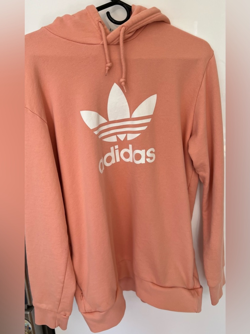 Adidas Trefoil Hoodie in Coral Pink with White Logo